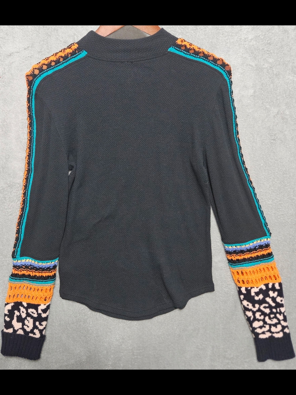 Free People Women's L Switch It Up Thermal Black Sweater